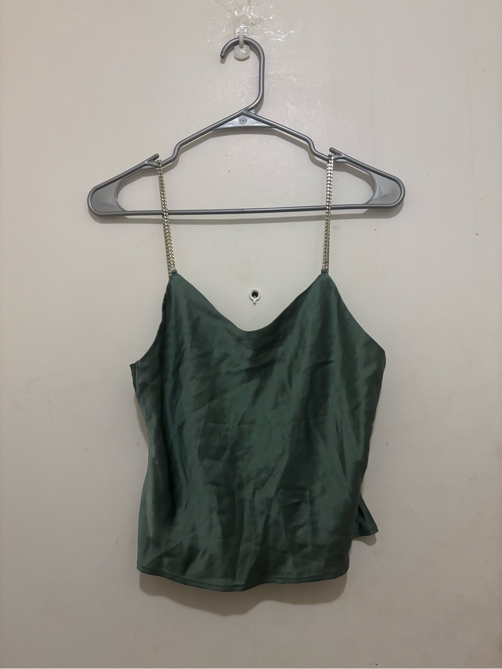 House of Harlow 1960 Green Satin Chain Strap Cami Tank Top XS